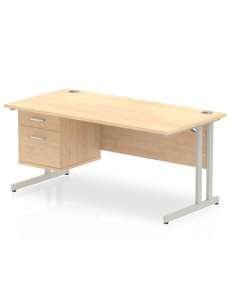 Dynamic Impulse 1600 x 800mm Straight Office Desk Maple Top Cantilever 1 x 2 Drawer Fixed Pedestal MI002433 - pic 74519 | FastDaddyshop