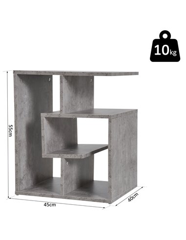 HOMCOM Side Table, 3 Tier End Table with Open Storage Shelves, Living Room Coffee Table Organiser Unit, Cement Colour