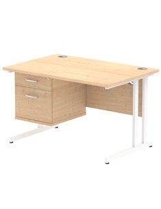 Dynamic Impulse 1200 x 800mm Straight Office Desk Maple Top Cantilever 1 x 2 Drawer Fixed Pedestal MI002435