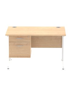 Dynamic Impulse 1200 x 800mm Straight Office Desk Maple Top Cantilever 1 x 2 Drawer Fixed Pedestal MI002435 2