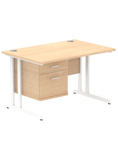 Dynamic Impulse 1200 x 800mm Straight Office Desk Maple Top Cantilever 1 x 2 Drawer Fixed Pedestal MI002435