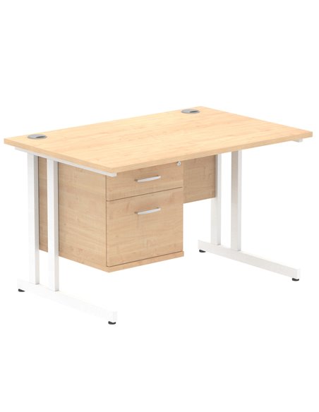 Dynamic Impulse 1200 x 800mm Straight Office Desk Maple Top Cantilever 1 x 2 Drawer Fixed Pedestal MI002435 - pic 74525 | FastDaddyshop