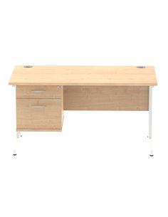 Dynamic Impulse 1400 x 800mm Straight Office Desk Maple Top Cantilever 1 x 2 Drawer Fixed Pedestal MI002436 2