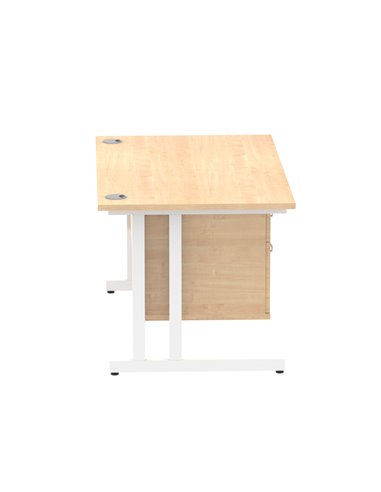 Dynamic Impulse 1400 x 800mm Straight Office Desk Maple Top Cantilever 1 x 2 Drawer Fixed Pedestal MI002436