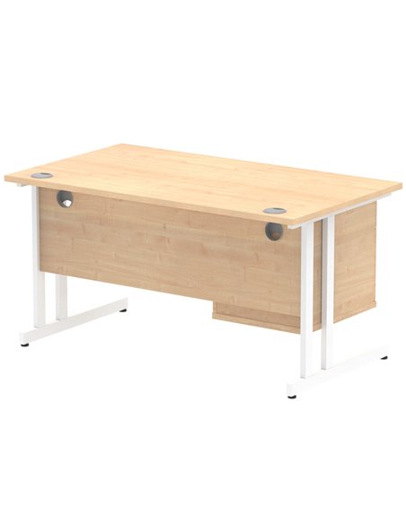 Dynamic Impulse 1400 x 800mm Straight Office Desk Maple Top Cantilever 1 x 2 Drawer Fixed Pedestal MI002436 - pic 74535 | FastDaddyshop