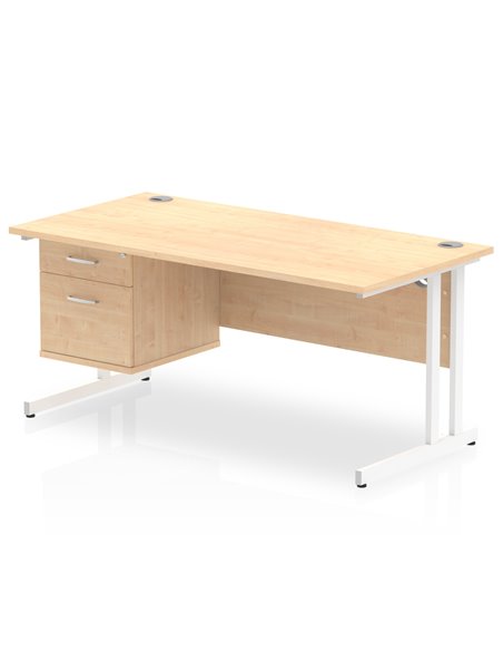 Dynamic Impulse 1600 x 800mm Straight Office Desk Maple Top Cantilever 1 x 2 Drawer Fixed Pedestal MI002437 - pic 74539 | FastDaddyshop
