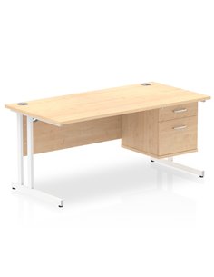 Dynamic Impulse 1600 x 800mm Straight Office Desk Maple Top Cantilever 1 x 2 Drawer Fixed Pedestal MI002437 2