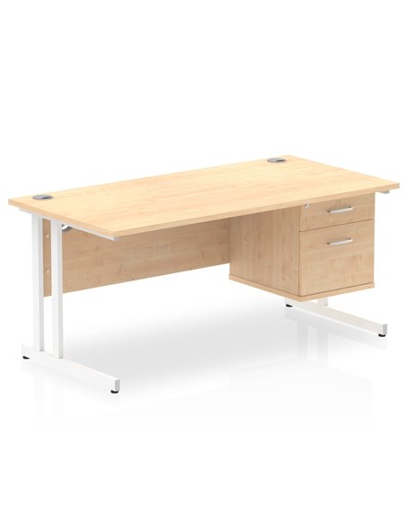 Dynamic Impulse 1600 x 800mm Straight Office Desk Maple Top Cantilever 1 x 2 Drawer Fixed Pedestal MI002437 - pic 74540 | FastDaddyshop