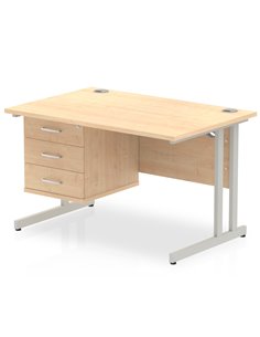 Dynamic Impulse 1200 x 800mm Straight Office Desk Maple Top Cantilever 1 x 3 Drawer Fixed Pedestal MI002439