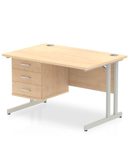 Dynamic Impulse 1200 x 800mm Straight Office Desk Maple Top Cantilever 1 x 3 Drawer Fixed Pedestal MI002439 - pic 74543 | FastDaddyshop