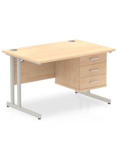 Dynamic Impulse 1200 x 800mm Straight Office Desk Maple Top Cantilever 1 x 3 Drawer Fixed Pedestal MI002439 2
