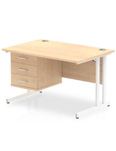 Dynamic Impulse 1200 x 800mm Straight Office Desk Maple Top Cantilever 1 x 3 Drawer Fixed Pedestal MI002443