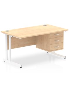 Dynamic Impulse 1400 x 800mm Straight Office Desk Maple Top Cantilever 1 x 3 Drawer Fixed Pedestal MI002444 2