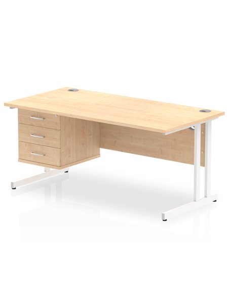 Dynamic Impulse 1600 x 800mm Straight Office Desk Maple Top Cantilever 1 x 3 Drawer Fixed Pedestal MI002445 - pic 74555 | FastDaddyshop