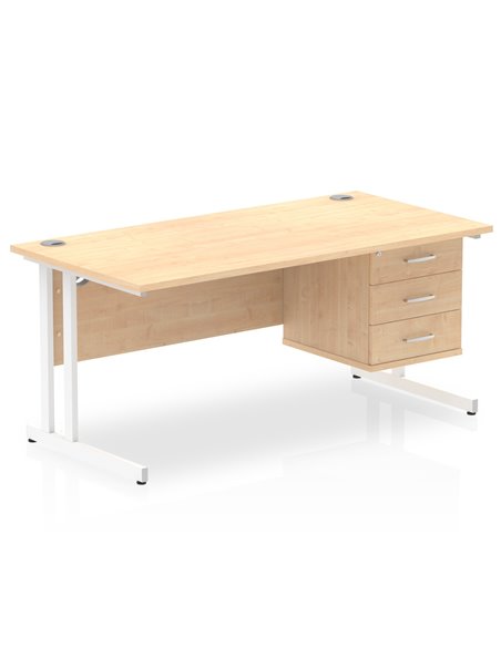 Dynamic Impulse 1600 x 800mm Straight Office Desk Maple Top Cantilever 1 x 3 Drawer Fixed Pedestal MI002445 - pic 74556 | FastDaddyshop