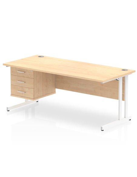 Dynamic Impulse 1800 x 800mm Straight Office Desk Maple Top Cantilever 1 x 3 Drawer Fixed Pedestal MI002446 - pic 74557 | FastDaddyshop