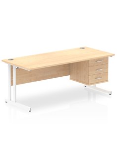 Dynamic Impulse 1800 x 800mm Straight Office Desk Maple Top Cantilever 1 x 3 Drawer Fixed Pedestal MI002446 2