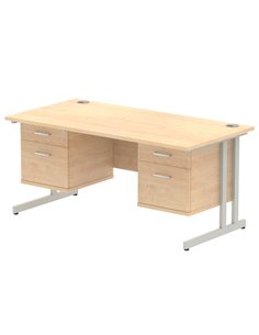 Dynamic Impulse 1600 x 800mm Straight Office Desk Maple Top Cantilever 2 x 2 Drawer Fixed Pedestal MI002449