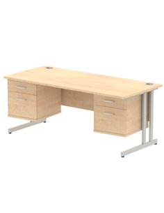 Dynamic Impulse 1800 x 800mm Straight Office Desk Maple Top Cantilever 2 x 2 Drawer Fixed Pedestal MI002450