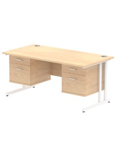 Dynamic Impulse 1600 x 800mm Straight Office Desk Maple Top Cantilever 2 x 2 Drawer Fixed Pedestal MI002453