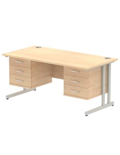 Dynamic Impulse 1600 x 800mm Straight Office Desk Maple Top Cantilever 2 x 3 Drawer Fixed Pedestal MI002457