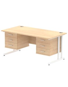 Dynamic Impulse 1600 x 800mm Straight Office Desk Maple Top Cantilever 2 x 3 Drawer Fixed Pedestal MI002461
