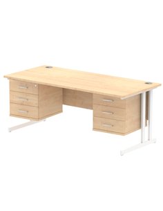 Dynamic Impulse 1800 x 800mm Straight Office Desk Maple Top Cantilever 2 x 3 Drawer Fixed Pedestal MI002462
