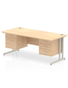 Dynamic Impulse 1600 x 800mm Straight Office Desk Maple Top Cantilever 1 x 2 Drawer 1 x 3 Drawer Fixed Pedestal MI002465