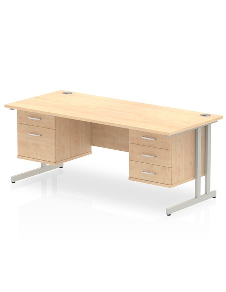 Dynamic Impulse 1600 x 800mm Straight Office Desk Maple Top Cantilever 1 x 2 Drawer 1 x 3 Drawer Fixed Pedestal MI002465 - pic 74567 | FastDaddyshop