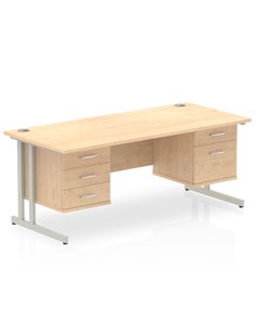 Dynamic Impulse 1600 x 800mm Straight Office Desk Maple Top Cantilever 1 x 2 Drawer 1 x 3 Drawer Fixed Pedestal MI002465 2