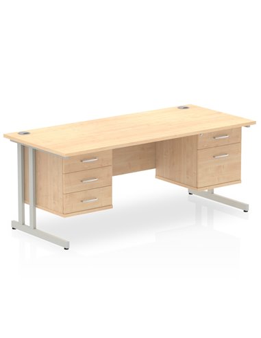 Dynamic Impulse 1800 x 800mm Straight Office Desk Maple Top Cantilever 1 x 2 Drawer 1 x 3 Drawer Fixed Pedestal MI002466