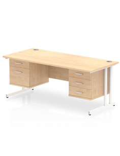 Dynamic Impulse 1800 x 800mm Straight Office Desk Maple Top Cantilever 1 x 2 Drawer 1 x 3 Drawer Fixed Pedestal MI002470