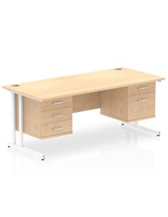 Dynamic Impulse 1800 x 800mm Straight Office Desk Maple Top Cantilever 1 x 2 Drawer 1 x 3 Drawer Fixed Pedestal MI002470 2
