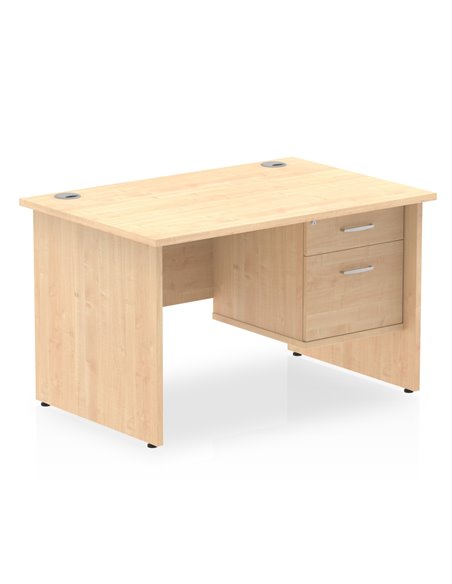 Dynamic Impulse 1200 x 800mm Straight Office Desk Maple Top Panel End 1 x 2 Drawer Fixed Pedestal MI002476 - pic 74576 | FastDaddyshop