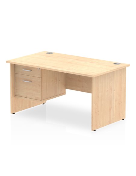 Dynamic Impulse 1400 x 800mm Straight Office Desk Maple Top Panel End 1 x 2 Drawer Fixed Pedestal MI002477 - pic 74577 | FastDaddyshop