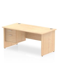Dynamic Impulse 1600 x 800mm Straight Office Desk Maple Top Panel End 1 x 2 Drawer Fixed Pedestal MI002478