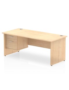 Dynamic Impulse 1800 x 800mm Straight Office Desk Maple Top Panel End 1 x 2 Drawer Fixed Pedestal MI002479