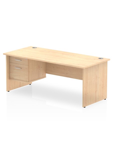 Dynamic Impulse 1800 x 800mm Straight Office Desk Maple Top Panel End 1 x 2 Drawer Fixed Pedestal MI002479 - pic 74581 | FastDaddyshop