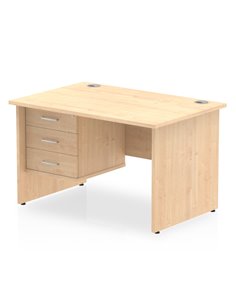 Dynamic Impulse 1200 x 800mm Straight Office Desk Maple Top Panel End 1 x 3 Drawer Fixed Pedestal MI002480