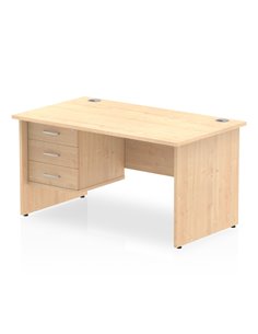 Dynamic Impulse 1400 x 800mm Straight Office Desk Maple Top Panel End 1 x 3 Drawer Fixed Pedestal MI002481