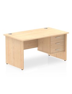 Dynamic Impulse 1400 x 800mm Straight Office Desk Maple Top Panel End 1 x 3 Drawer Fixed Pedestal MI002481 2