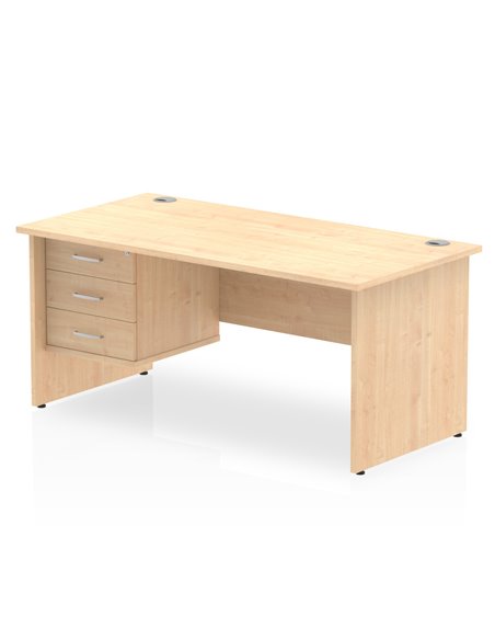 Dynamic Impulse 1600 x 800mm Straight Office Desk Maple Top Panel End 1 x 3 Drawer Fixed Pedestal MI002482 - pic 74587 | FastDaddyshop