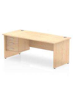 Dynamic Impulse 1800 x 800mm Straight Office Desk Maple Top Panel End 1 x 3 Drawer Fixed Pedestal MI002483
