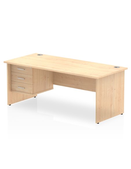Dynamic Impulse 1800 x 800mm Straight Office Desk Maple Top Panel End 1 x 3 Drawer Fixed Pedestal MI002483 - pic 74589 | FastDaddyshop