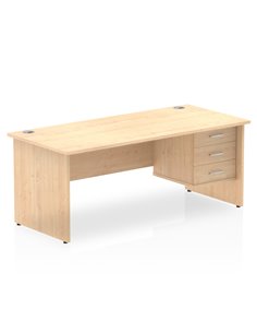 Dynamic Impulse 1800 x 800mm Straight Office Desk Maple Top Panel End 1 x 3 Drawer Fixed Pedestal MI002483 2