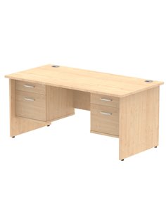 Dynamic Impulse 1600 x 800mm Straight Office Desk Maple Top Panel End 2 x 2 Drawer Fixed Pedestal MI002486