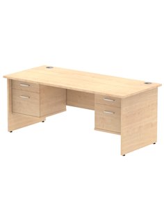 Dynamic Impulse 1800 x 800mm Straight Office Desk Maple Top Panel End 2 x 2 Drawer Fixed Pedestal MI002487