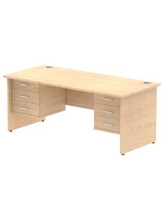 Dynamic Impulse 1800 x 800mm Straight Office Desk Maple Top Panel End 2 x 3 Drawer Fixed Pedestal MI002491