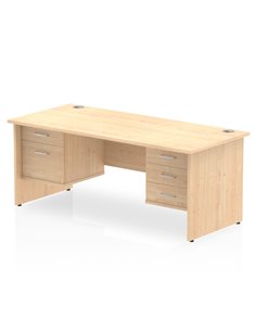 Dynamic Impulse 1600 x 800mm Straight Office Desk Maple Top Panel End 1 x 2 Drawer 1 x 3 Drawer Fixed Pedestal MI002494