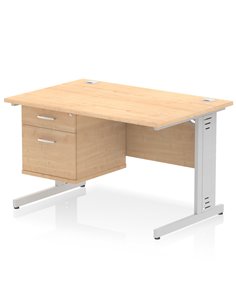 Dynamic Impulse 1200 x 800mm Straight Office Desk Maple Top Cable Managed 1 x 2 Drawer Fixed Pedestal MI002511